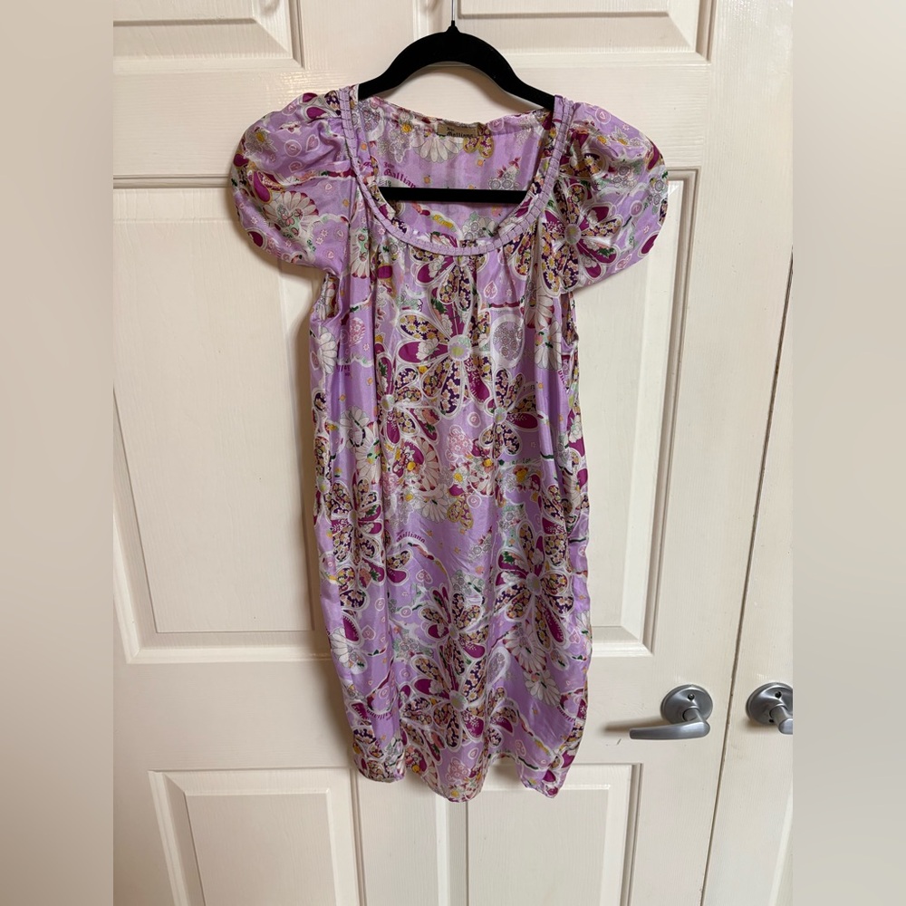 John Galliano Girls 100% Silk Y2K 00’s Cap Sleeve Dress